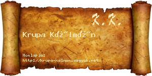Krupa Kálmán névjegykártya